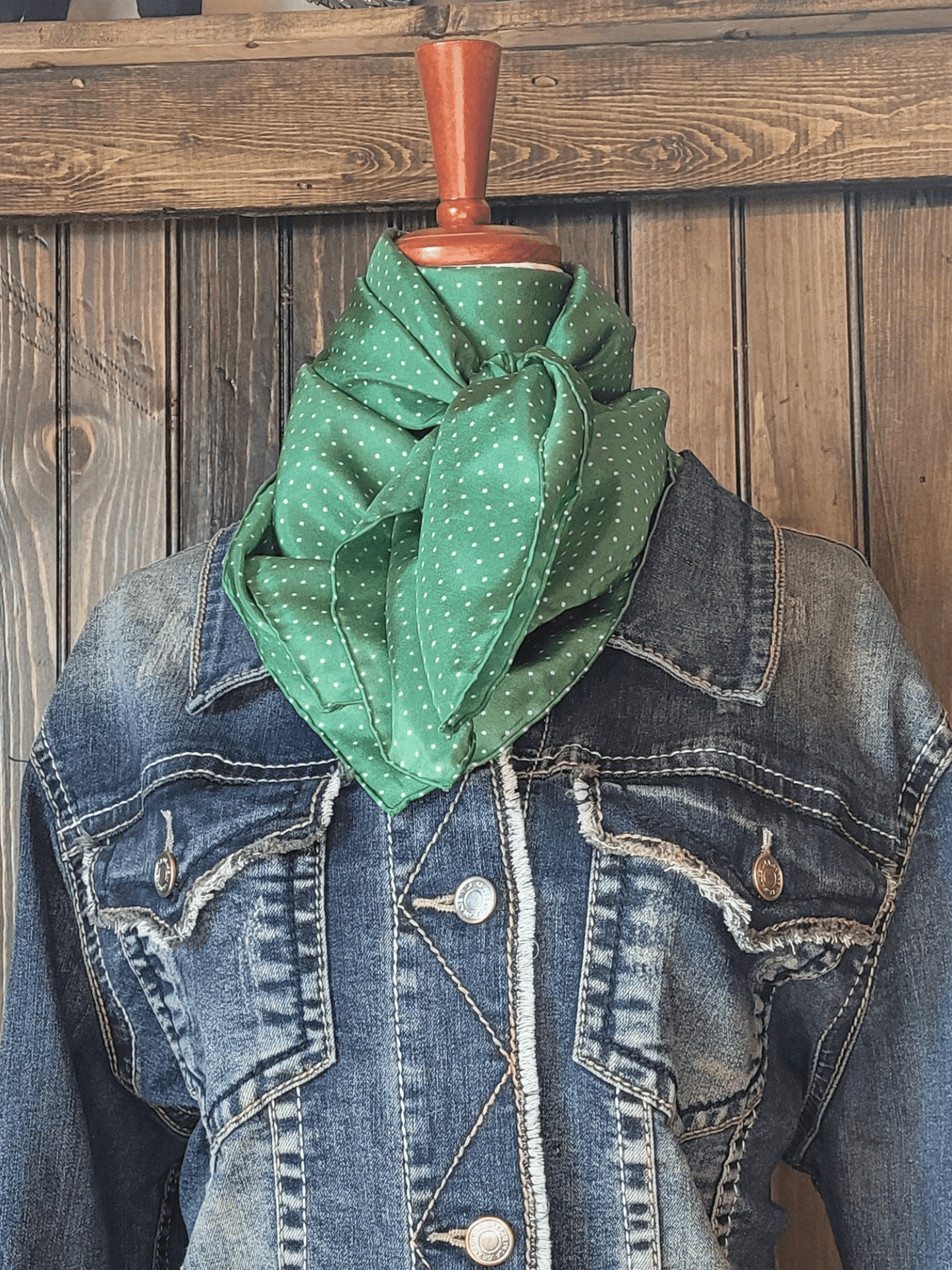 100% Silk Green Polka Dot Wild Rag - Frank & Rio