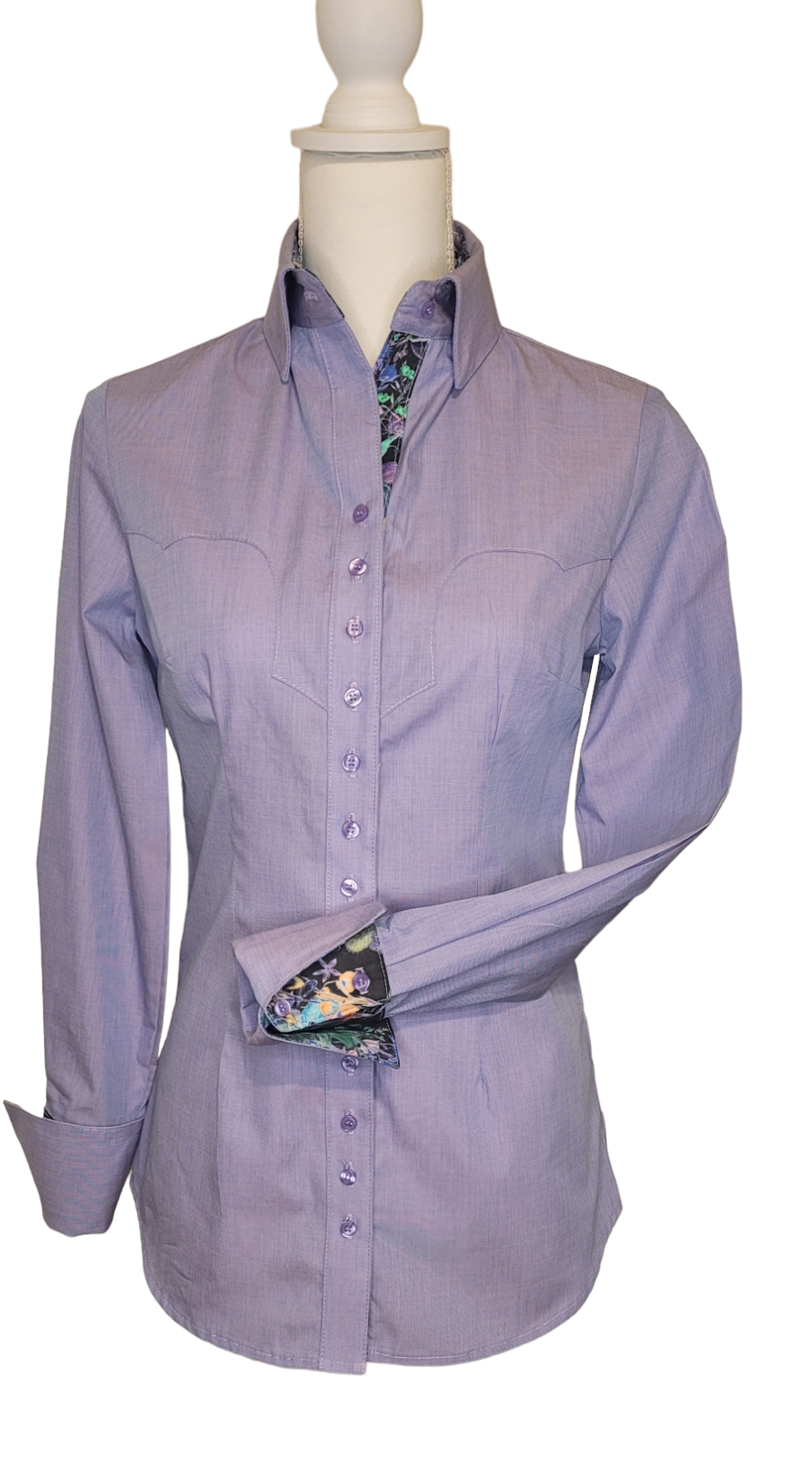 Women's Long Sleeve Button Down Shirt - Lavender / Nightshade