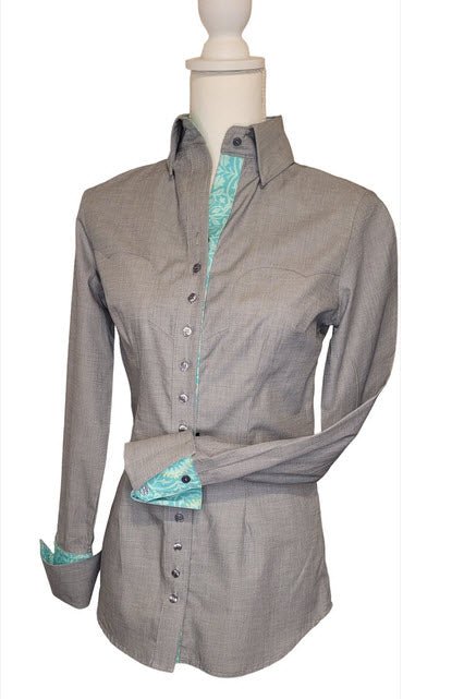 Frank & Rio - Western Shirts for Women - Charcoal / Sunflower Mint - Frank & Rio