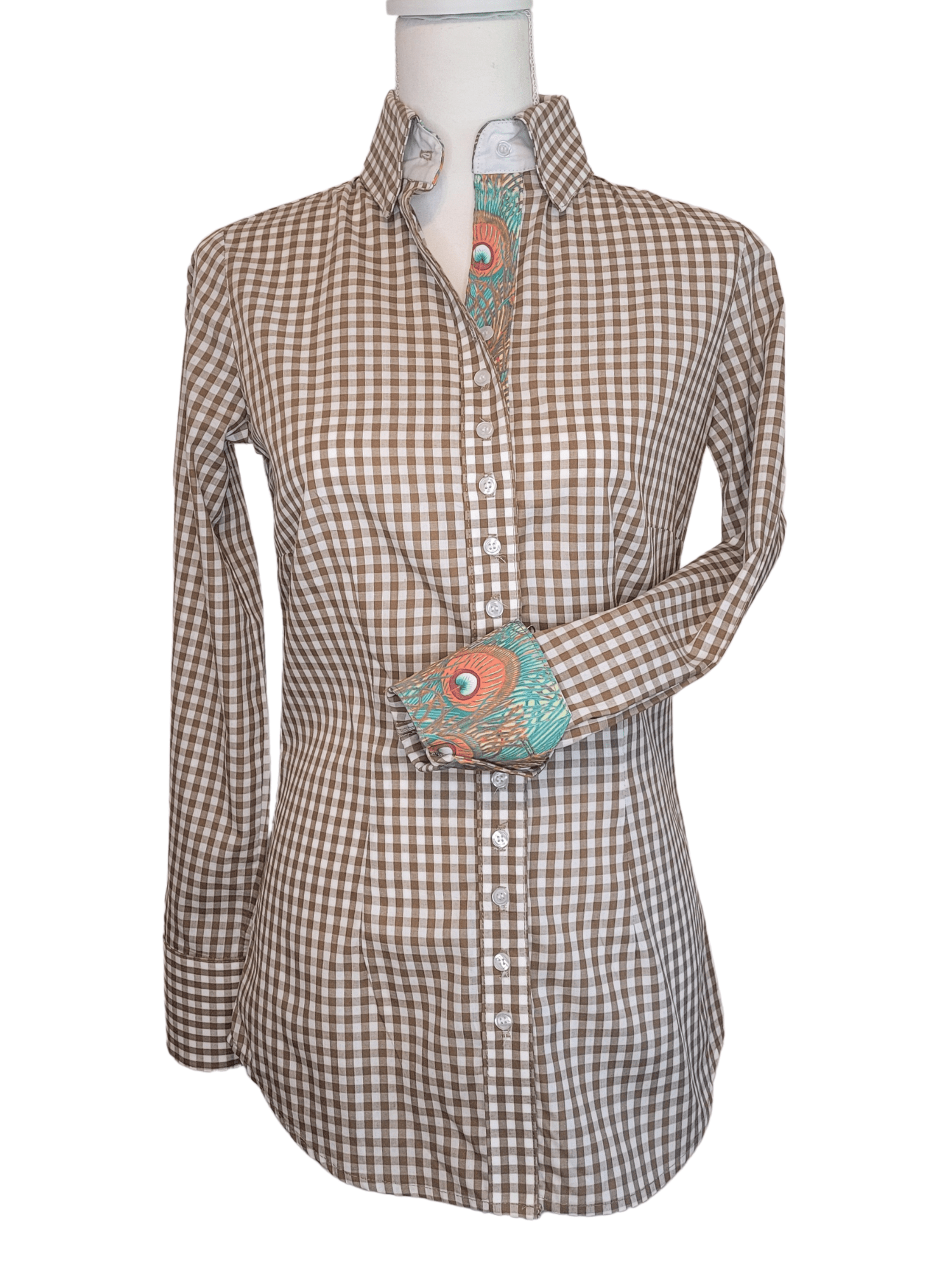 Frank & Rio - Western Shirts for Women - olive gingham/ emerald peacock - Frank & Rio