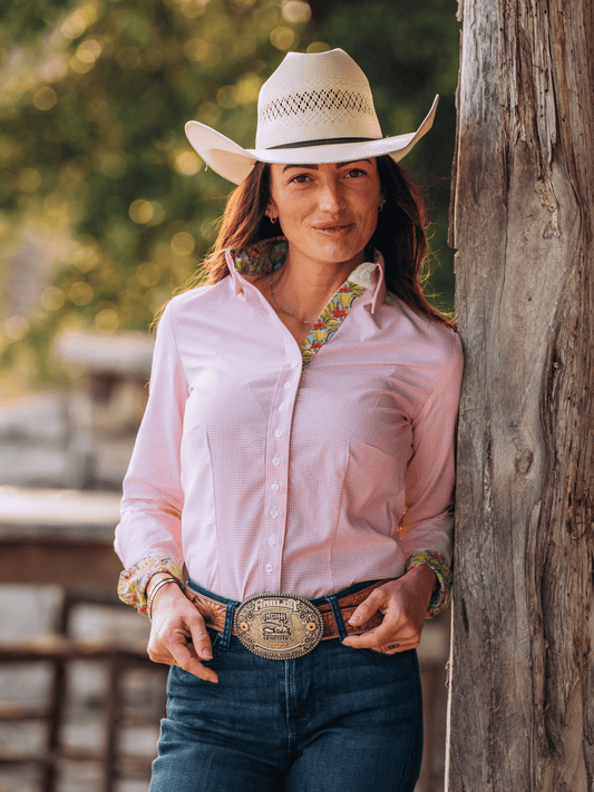 Frank & Rio - Western Shirts for Women - pink gingham / monster - Frank & Rio