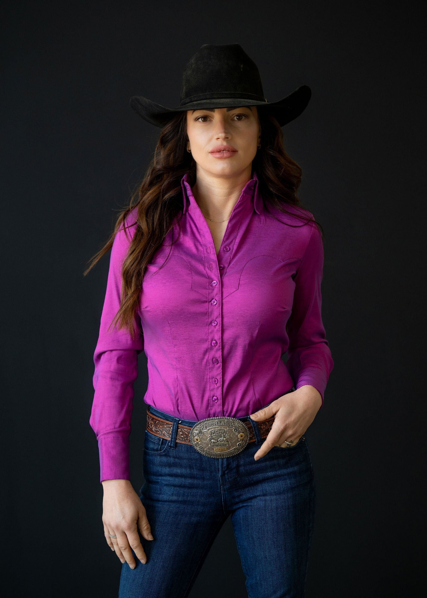 Frank & Rio Women’s Western Shirts - Stretch Taffeta Beauty Purple - Frank & Rio