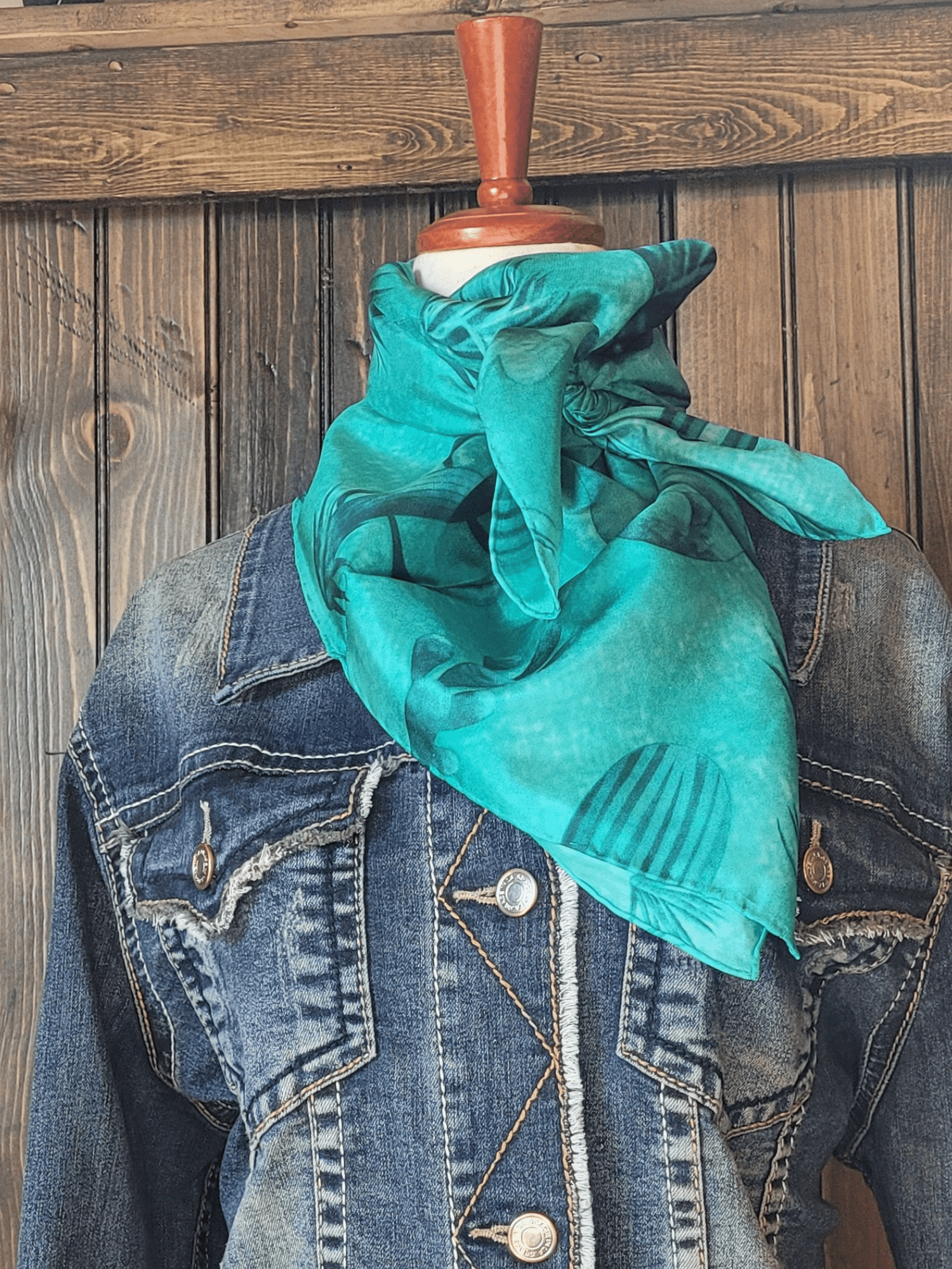Teal Cactus Silk Wild Rag