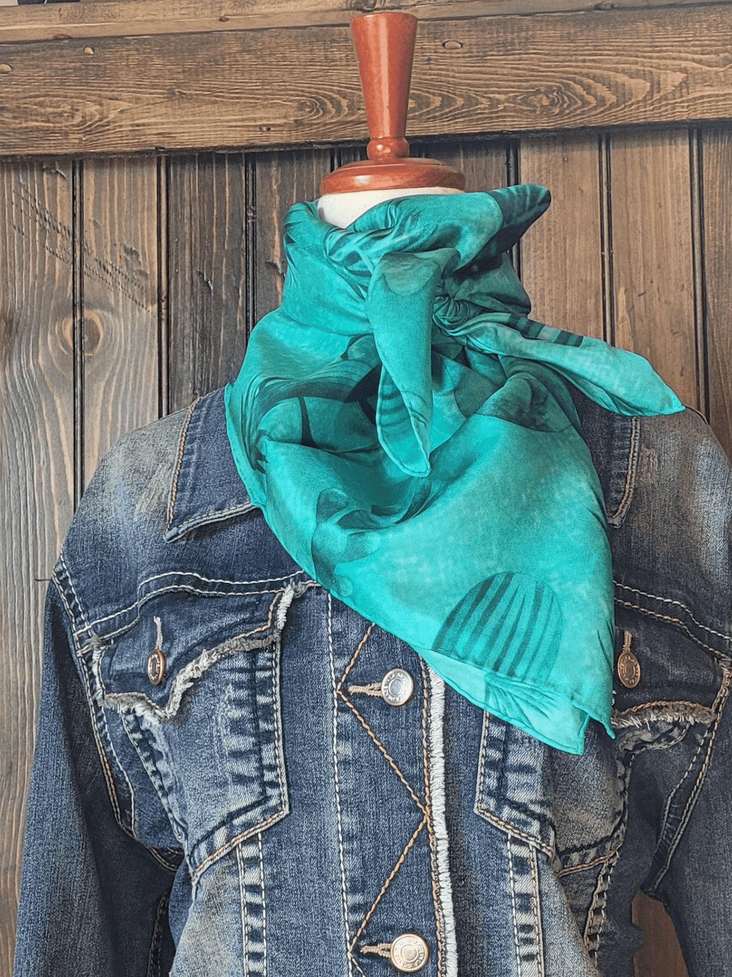 Teal Cactus Silk Wild Rag - Frank & Rio