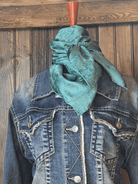 100% Silk Teal Jacquard Wild Rag - Frank & Rio