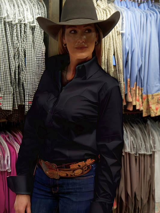OG Solid Black Stretch Women’s Western Shirt