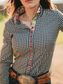 Frank & Rio-Western Shirts for Women - B/C Gingham / Hummingbird Damask