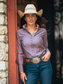 Frank & Rio-Western Shirts for Women- Brown Chambray/ Butterfly