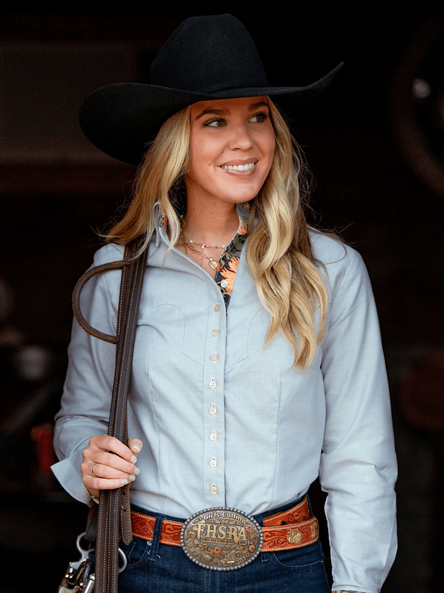 Handmade Texas khaki oxford western show shirt with classic yoke