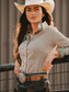 Women’s western show shirt in olive gingham with tailored fit