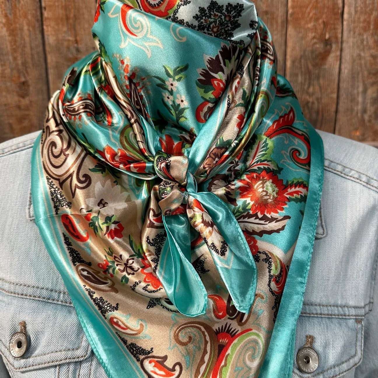 Turquoise and orange wild rag