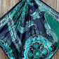 35" x 35" Classic Blue and Green Paisley Wild Rag  WR3357