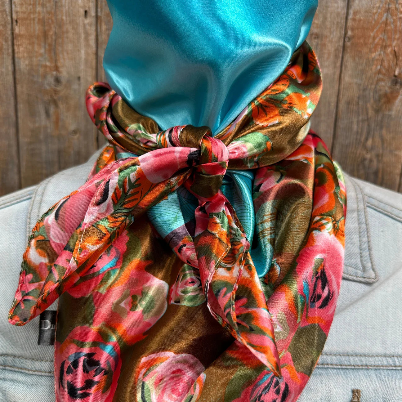 Turquoise and roses wild rag