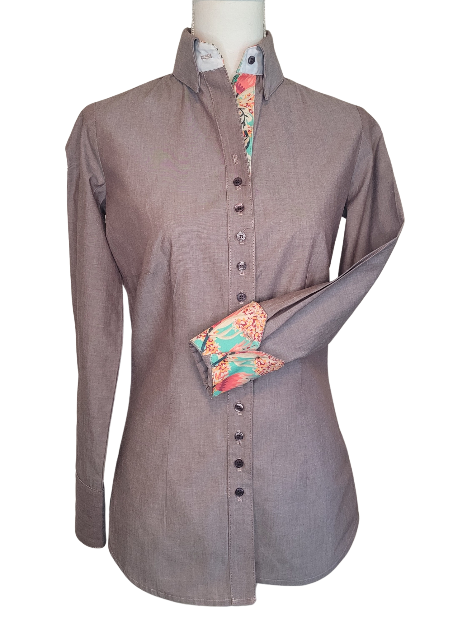 Women's brown chambray western shirt