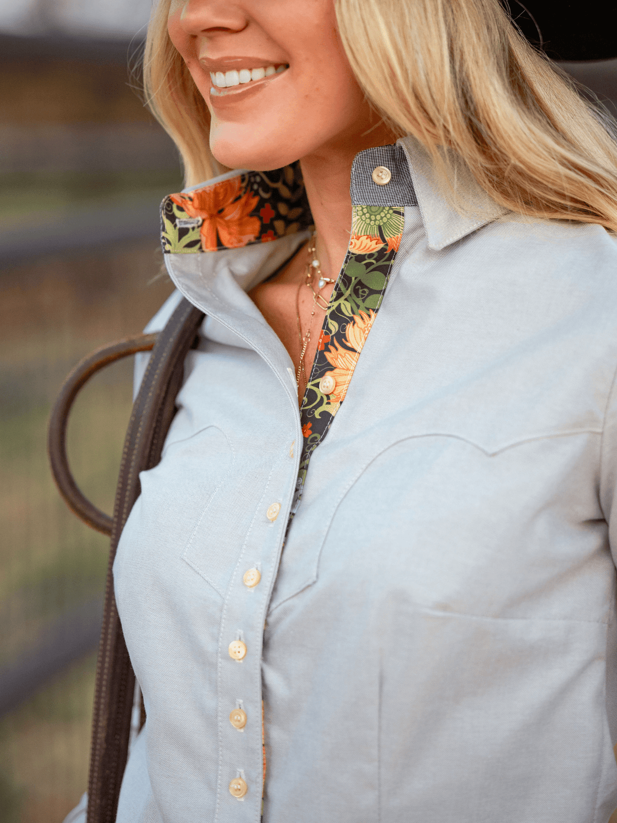 Tailored OG western show shirt designed to prevent gaping